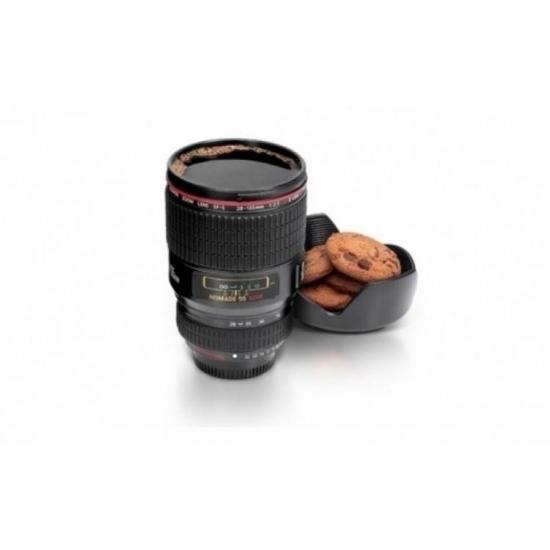 Cana-termos in forma de obiectiv foto