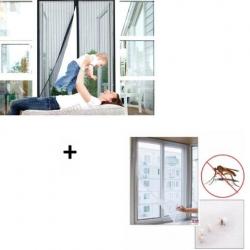 Set Anti-Insecte: Perdea pentru Usa tip Plasa Anti-Insecte cu Inchidere Magnetica 100x210 cm + Plasa pentru Fereastra Set Anti-Insecte: Perdea pentru Usa tip Plasa Anti-Insecte cu Inchidere Magnetica 100x210 cm + Plasa pentru Fereastra