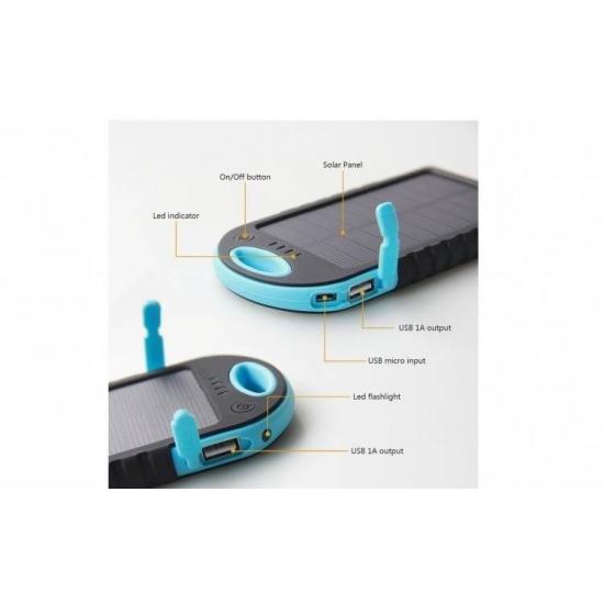 Baterie externa Power Bank 8000 mAh+Cablu incarcare Samsung, cu incarcare solara